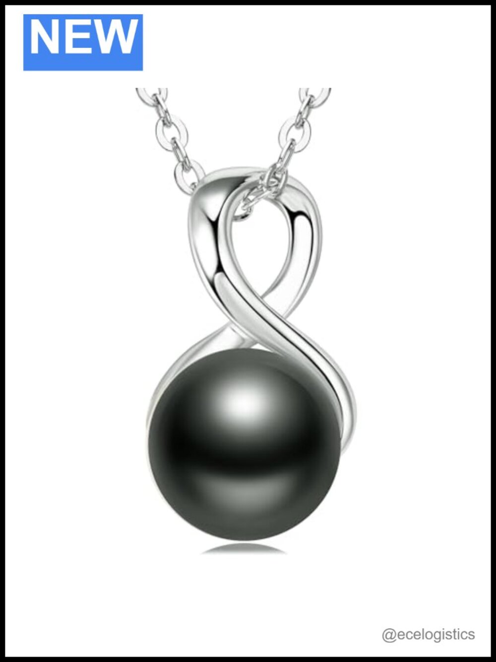 Tahitian Black Pearl Pendant Necklace Sterling Silver 9-9.5mm